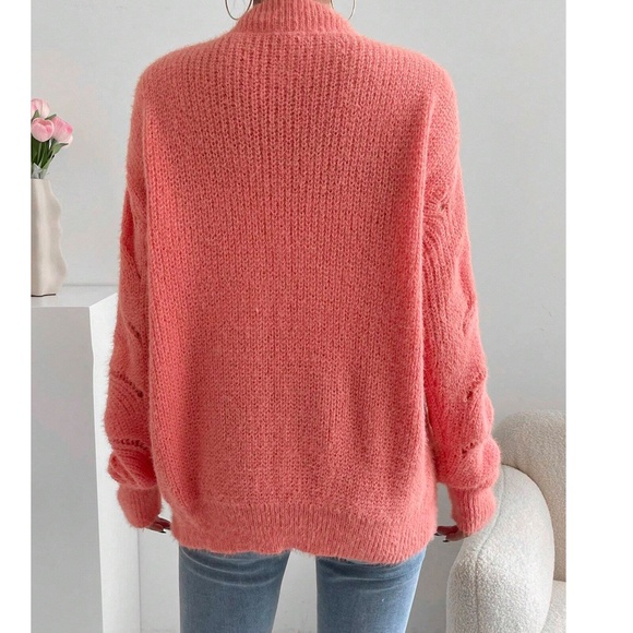 Classic Coral Button Down Loose Fit Cardigan - Picture 5 of 9